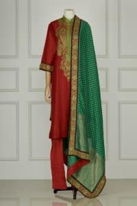 Red embroidered kurta set by Sabyasachi (1)