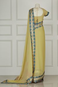 Yellow silk sari set by Abu Jani Sandeep Khosla (3)