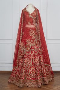 Red embroidered lehenga set by Shyamal & Bhumika (1)