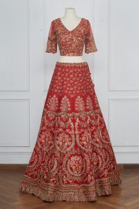 Red embroidered lehenga set by Shyamal & Bhumika (3)