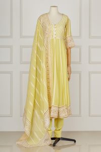 Yellow georgette anarkali set by Abu Jani Sandeep Khosla (1)