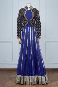 Blue embroidered lehenga set by Archana Kochhar (1)