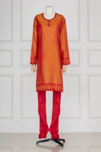 Orange silk kurta set by Abu Jani Sandeep Khosla (2)