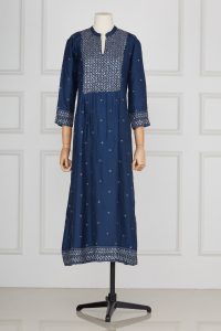 Blue sequin embellished kurta set by Kora (2)