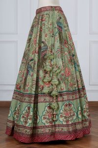 Green floral handpainted lehenga set by Kalista (4)