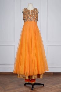 Orange floral embroidered anarkali set by Seema Gujral (2)