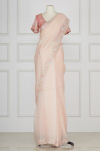 Peach embellished sari set by Ranna Gill (2)