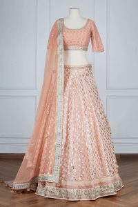 Peach metallic woven lehenga set by Anita Dongre (2)