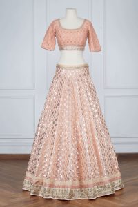 Peach metallic woven lehenga set by Anita Dongre (3)