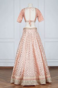 Peach metallic woven lehenga set by Anita Dongre (4)