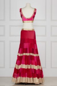 Pink ombre tiered lehenga set by Suneet Varma (3)