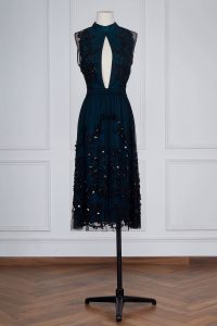 Teal 3D artsy sequin embellished dress by Rohit Gandhi + Rahul Khanna (1)