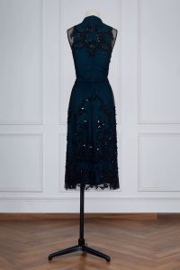 Teal 3D artsy sequin embellished dress by Rohit Gandhi + Rahul Khanna (2)