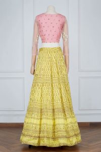 Yellow block printed lehenga set by Astha Narang (3)