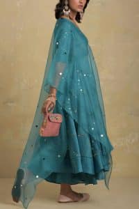 Blue mirror foil anarkali set by Charkhee (2)