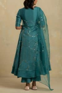 Blue mirror foil anarkali set by Charkhee (4)