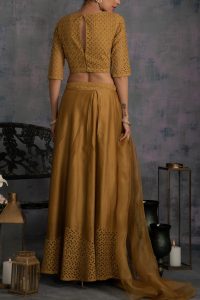 Gold Swarovski cutwork lehenga set by Charkhee (3)