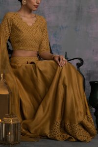 Gold Swarovski cutwork lehenga set by Charkhee (4)