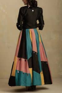 Multicolour colour block lehenga set by Charkhee (3)