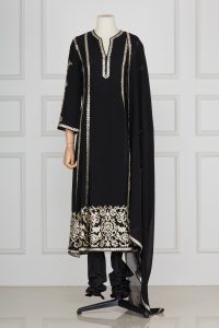 Black floral embroidery anarkali set by Patine (1)