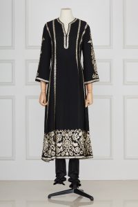 Black floral embroidery anarkali set by Patine (2)