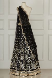 Black mirror embroidery lehenga set by Abhinav Mishra (1)