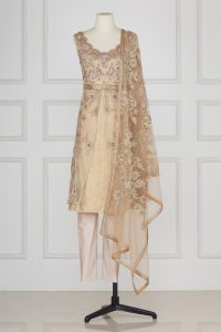 Neutral floral embroidery kurta set by Suneet Varma (1)