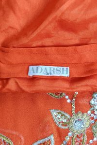 Orange floral sequinned saree set by Adarsh Gill (5)