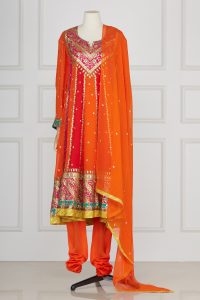 Orange gota embellished anarkali set by Nidhi Tholia (1)