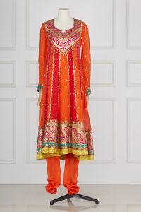 Orange gota embellished anarkali set by Nidhi Tholia (2)