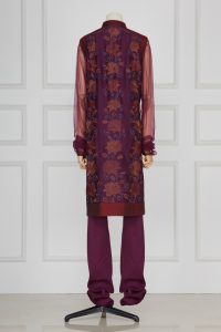 Purple floral embroidery kurta set by Rohit Bal (3)