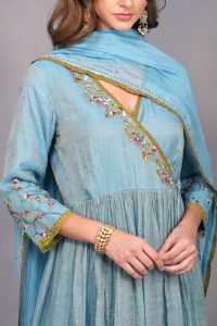 Blue floral embroidery angrakha set (4)