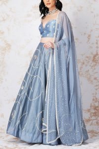 Blue floral embroidery lehenga set (1)