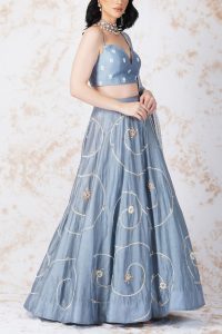 Blue floral embroidery lehenga set (2)