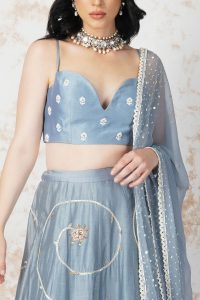 Blue floral embroidery lehenga set (4)