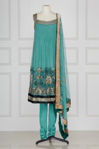 Blue sequin embroidery anarkali set by Pankaj & Nidhi (1)