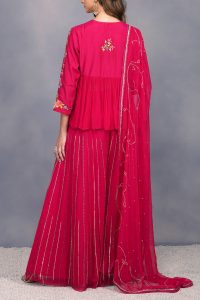 Red sequinned sharara set (3)