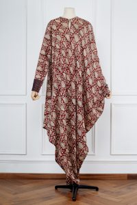 Brown floral block printed kaftan by Punit Balana (2)