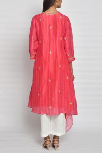 Fuchsia pink striped kurta set (2)