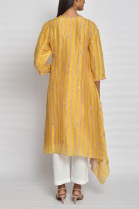 Mustard striped kurta set (2)