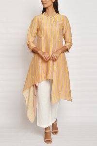 Onion pink striped kurta set (1)