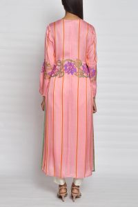 Pink appliqued striped kurta (2)