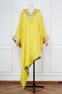 Yellow floral foil printed kaftan by Masaba (1)