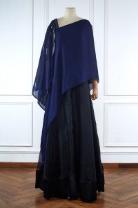 Blue asymmetric chiffon top by Amit aggarwal (1)