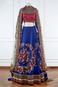 Blue embroidered lehenga set by Sabyasachi (2)