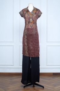 Brown embroidered and printed kurta (1)