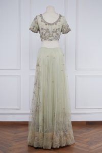 Green floral embroidered lehenga set (3)