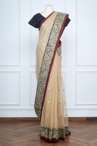 Neutral parsi gara embroidered saree (2)