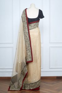 Neutral parsi gara embroidered saree (3)