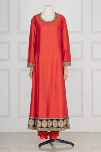 Orange floral embroidered anarkali set by Sabyasachi (2)